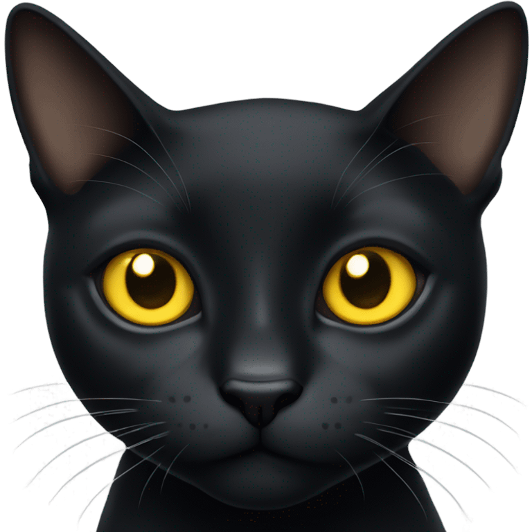 Black slim cat with big yellow eyes and big pupils emoji