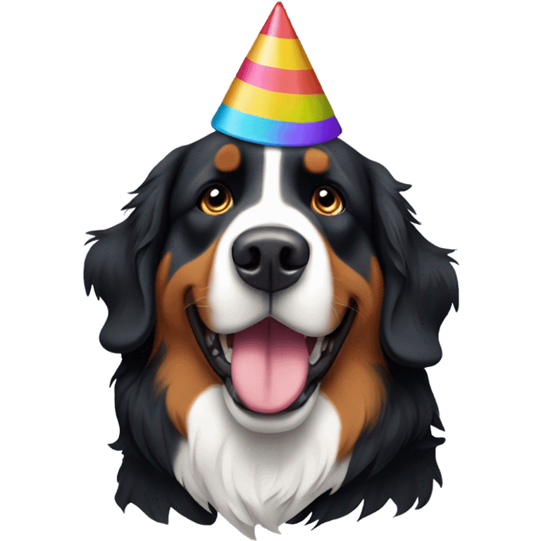 Bernese mountain dog with a party hat  emoji