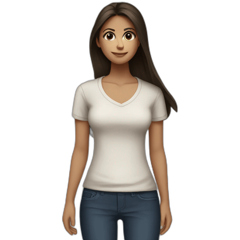 Elena Gilbert with a ribbed button-down t-shirt emoji