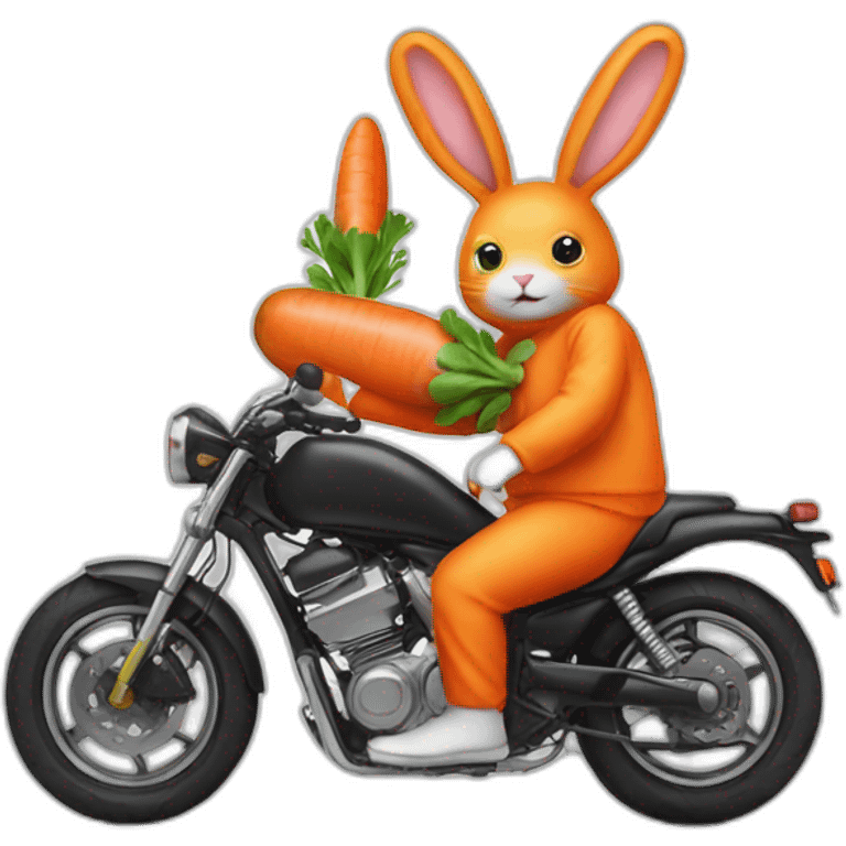 Biker wearing bunny suit with carrot emoji