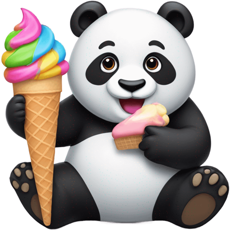 Panda eating ice cream emoji