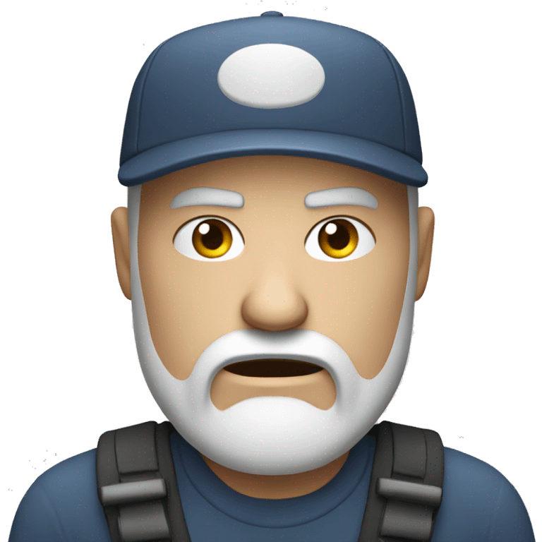 Angry bald white man with a beard and cap emoji