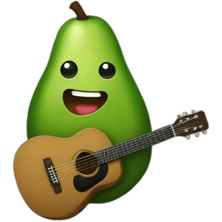 avocado, with a guitar emoji