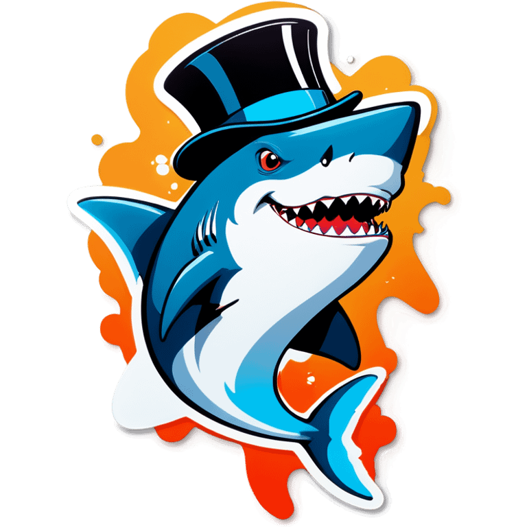 Shark with a top hat emoji