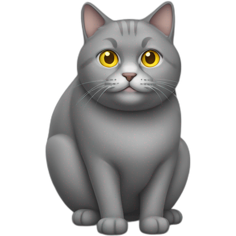 Fat cat grey with yellow eyes emoji