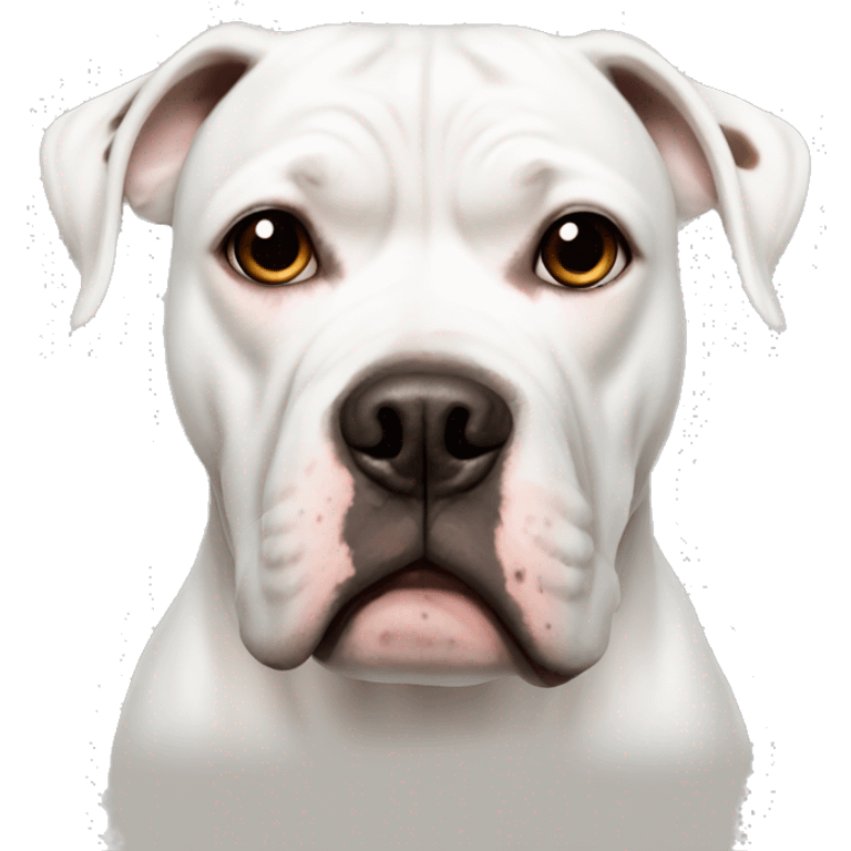 White American bulldog with brown spot left eye emoji