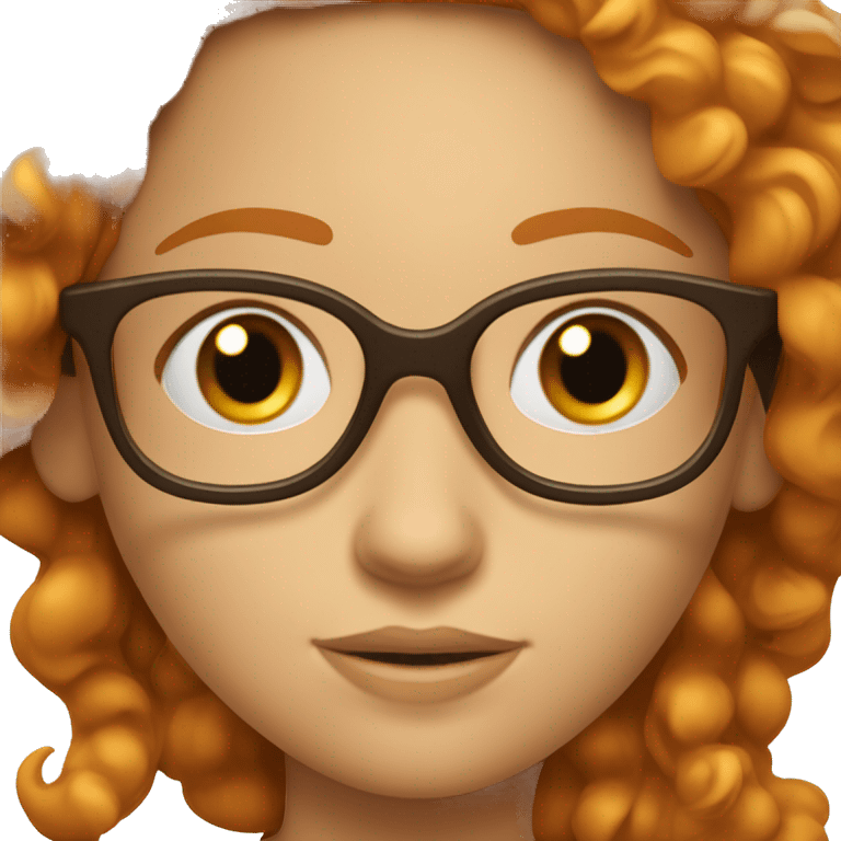 une fille aux cheveux roux long et bouclé et des lunettes emoji