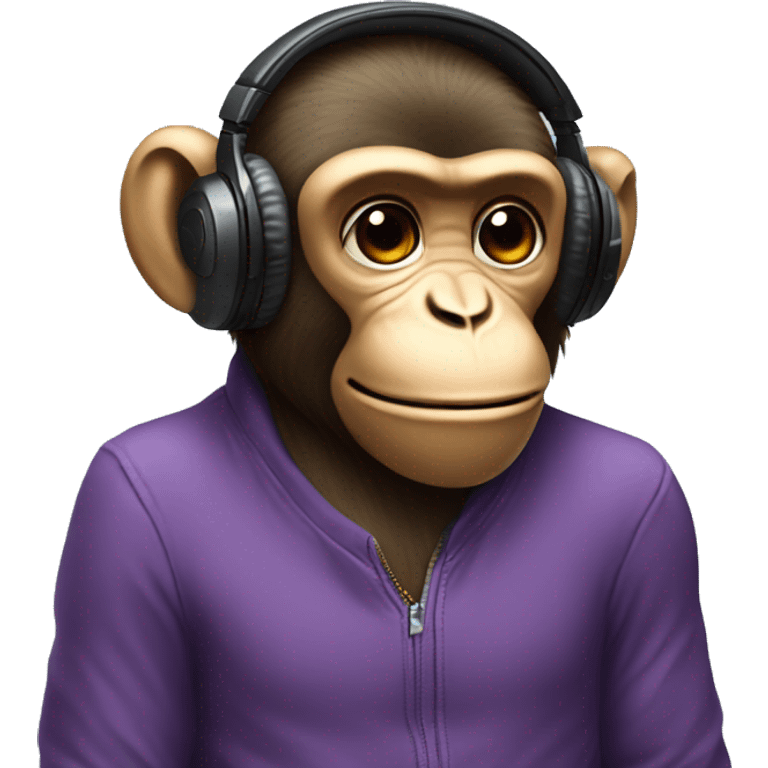 Monkey listen the music in headphones and chill emoji