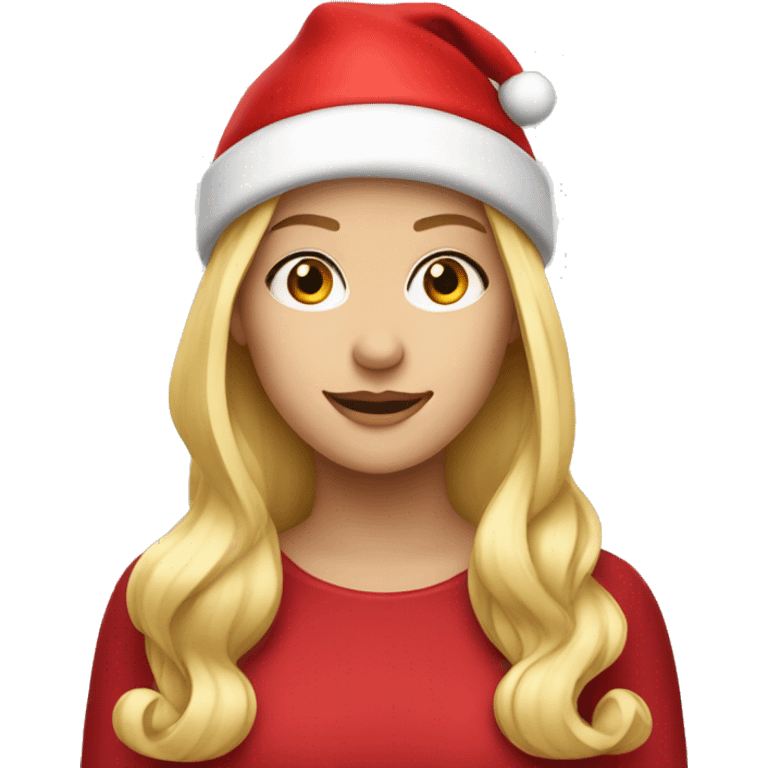 blonde girl with red hat like santa clause emoji