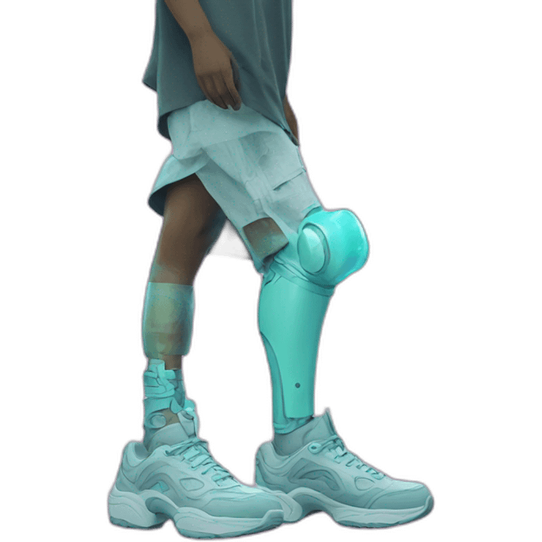 Vaporwave person with prosthetic leg  emoji