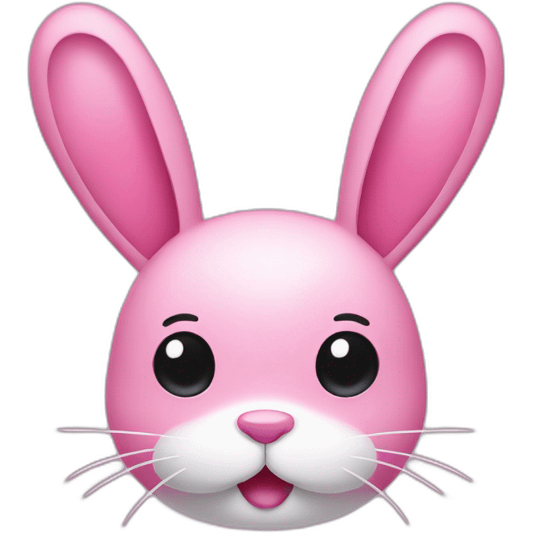 pink bunny with white big moustache and a smile emoji