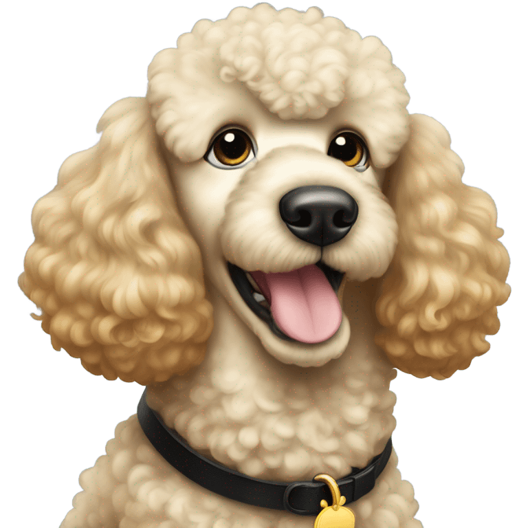 White/Golden giant poodle with black collar emoji