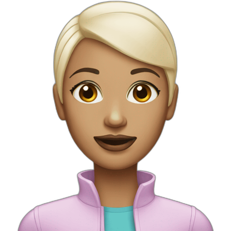 bald woman with beard and makeup emoji