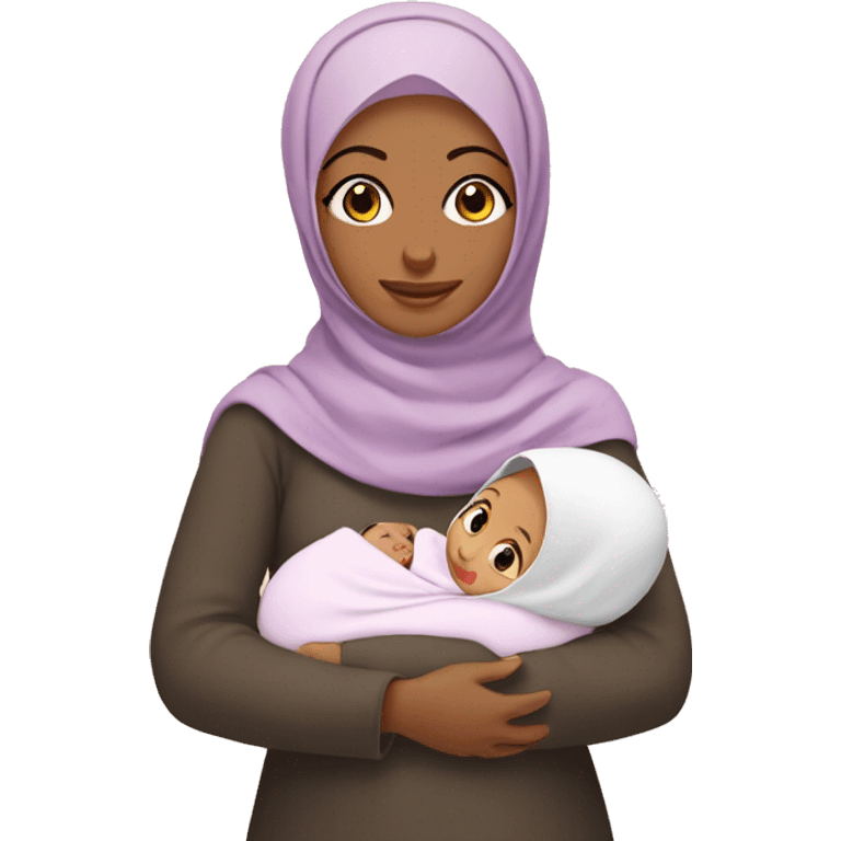 hijab mother with 2 female newborns emoji