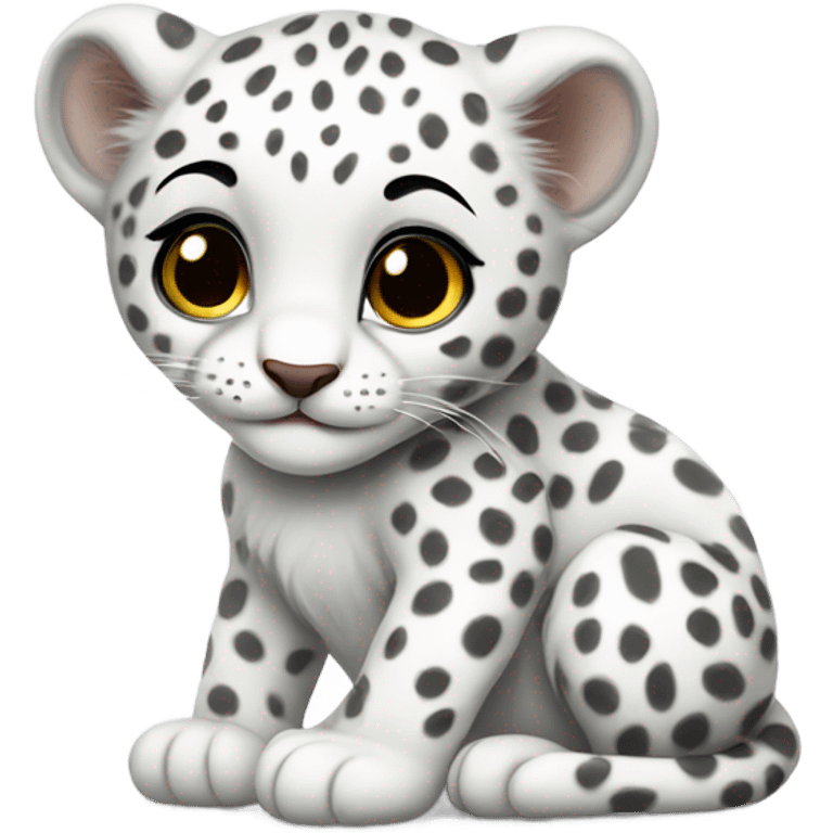 Baby white leopard sitting emoji