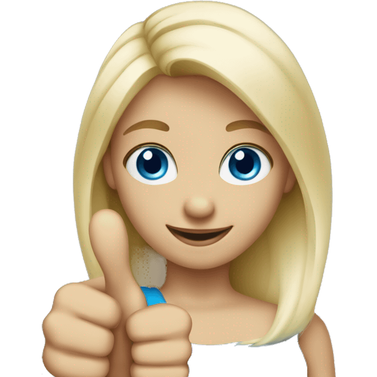 Blonde blue eyed girl giving thumbs up emoji