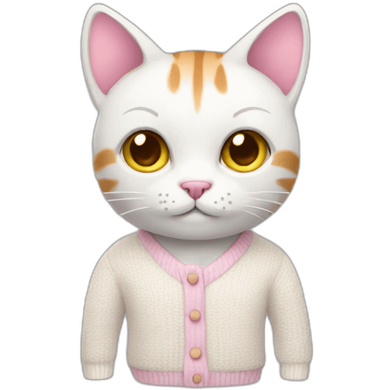 Pink cat in white cardigan emoji