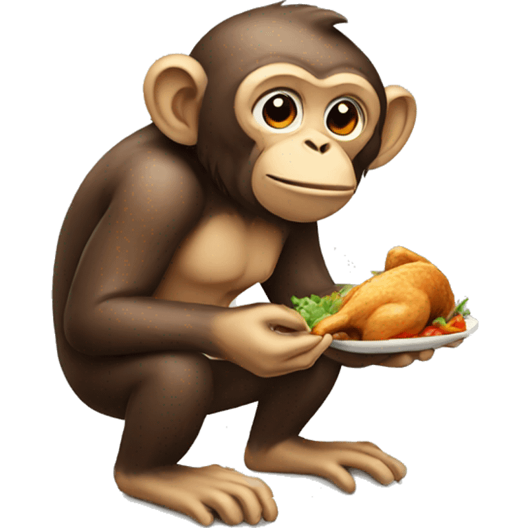 Monkey eating chicken  emoji