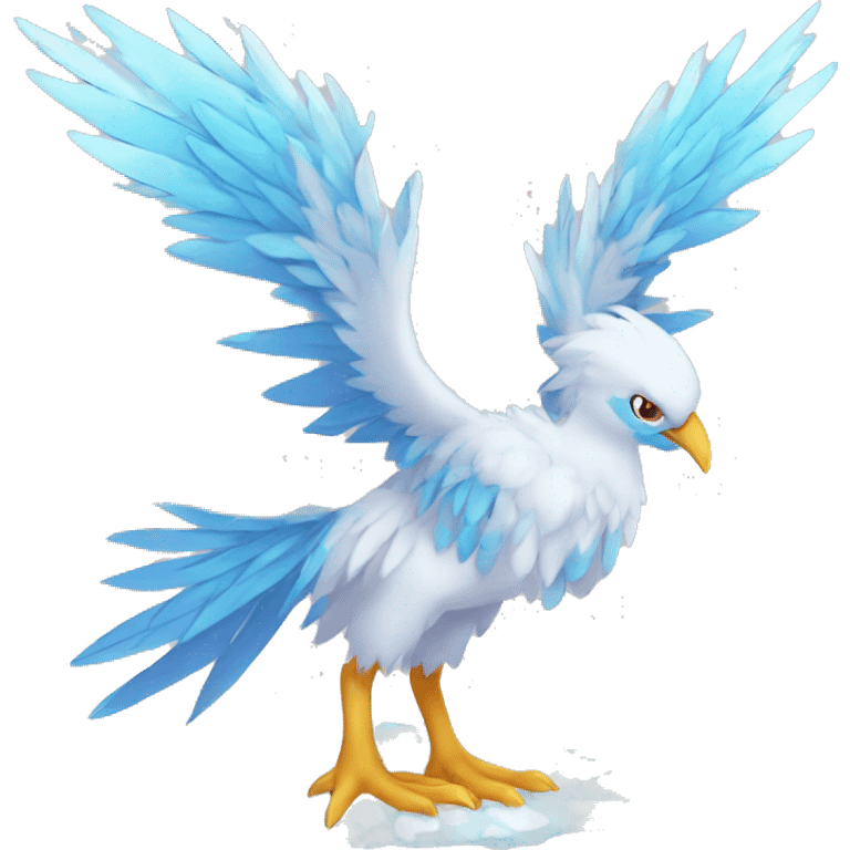 Fantasy legendary godly ice bird Cryo-snow-Phoenix Fakemon full body emoji