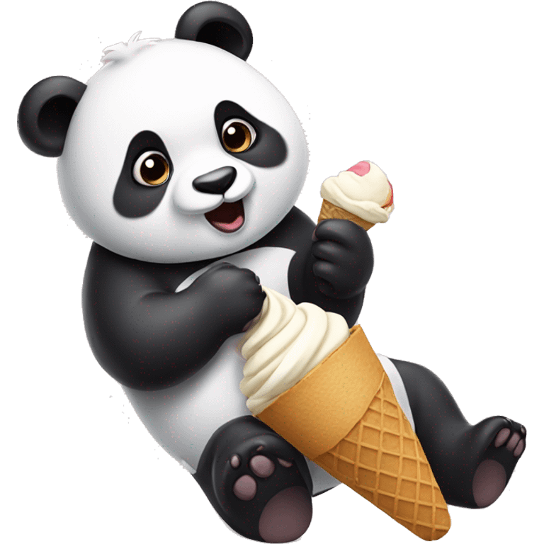 Panda eating ice cream emoji