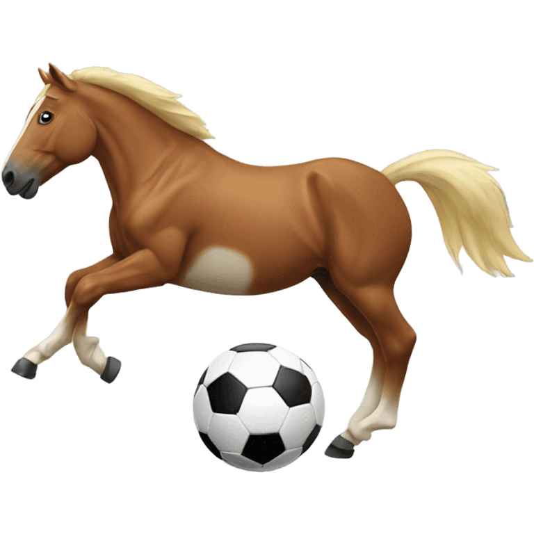 A horse playing soccer emoji