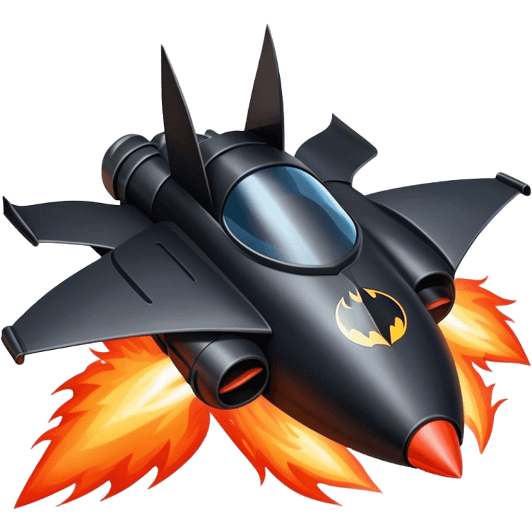 fine batmobile in rocket ship boom rocket at take-off in fire emoji