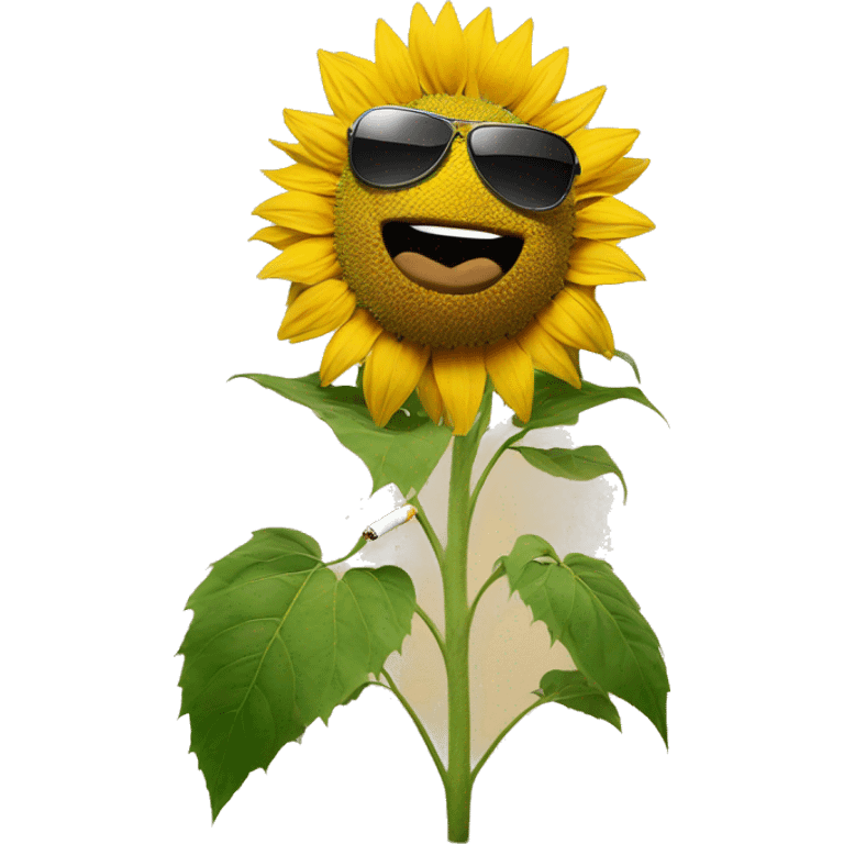 Sunflower with sunglasses on and and a cigarette in mouth emoji