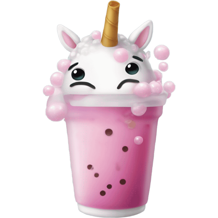 Bubble tea with a real unicorn coming out of it  emoji