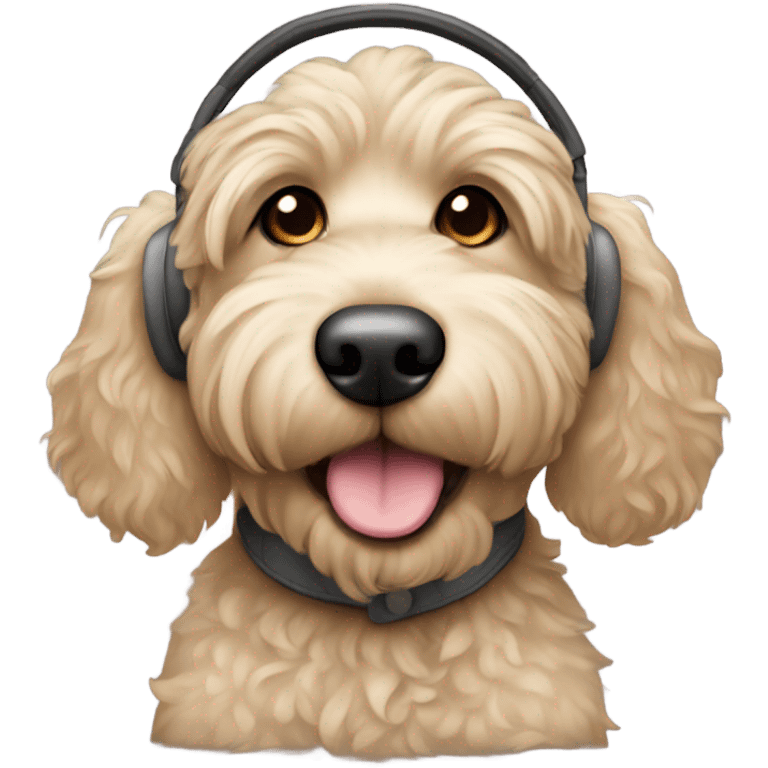 Labradoodle with ear muffs emoji