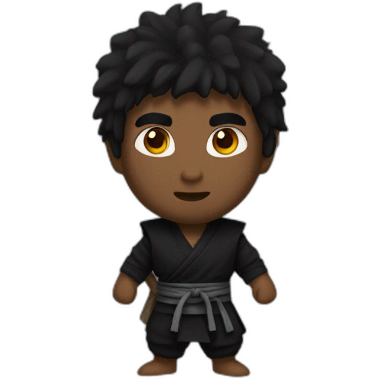  Ninja His hair is black, his eyes are brown, and his skin is brow emoji