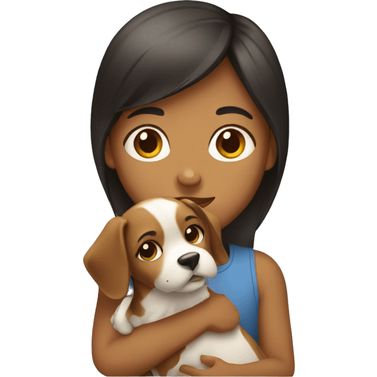 Girl holding dog emoji