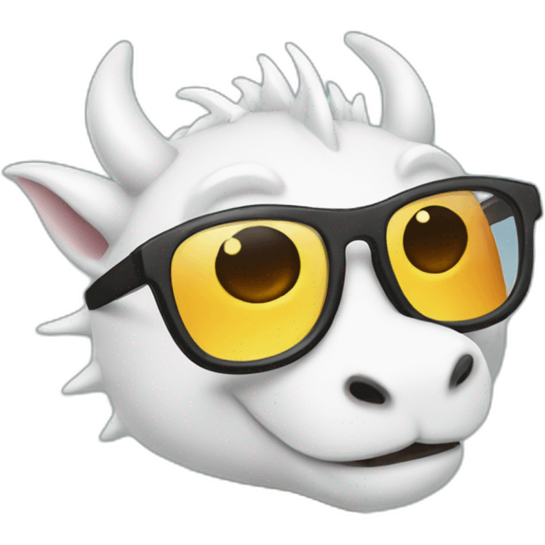 A cute asian white dragon, with cool glasses emoji