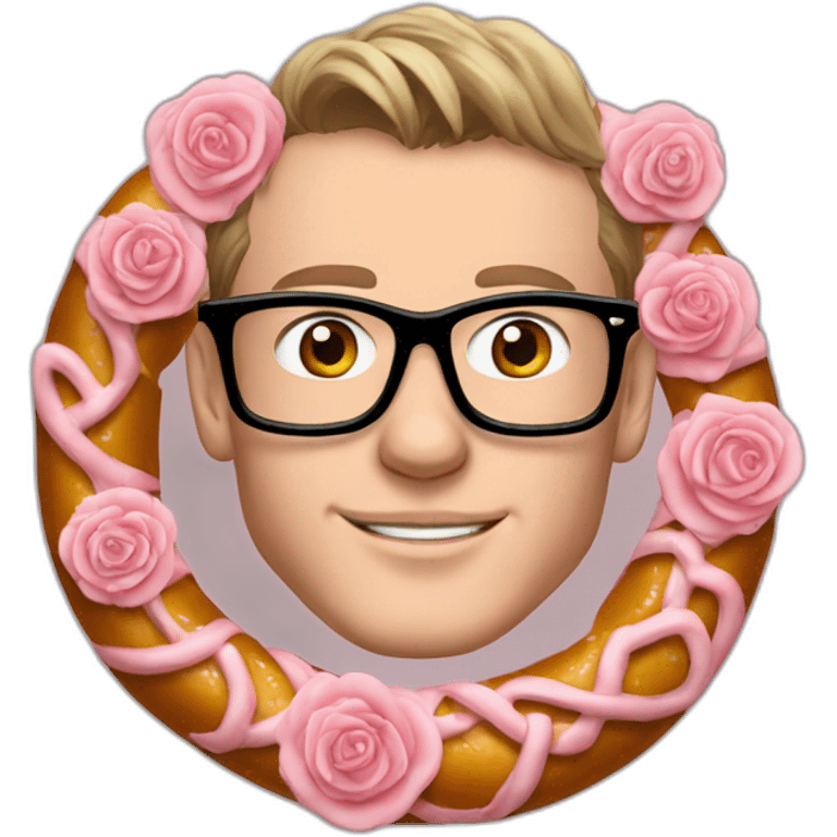 Jonathan Toews wearing glasses as a pretzel with pastel roses emoji