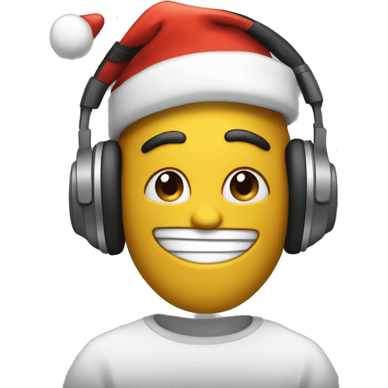 silly character with headphones and a santahat on emoji