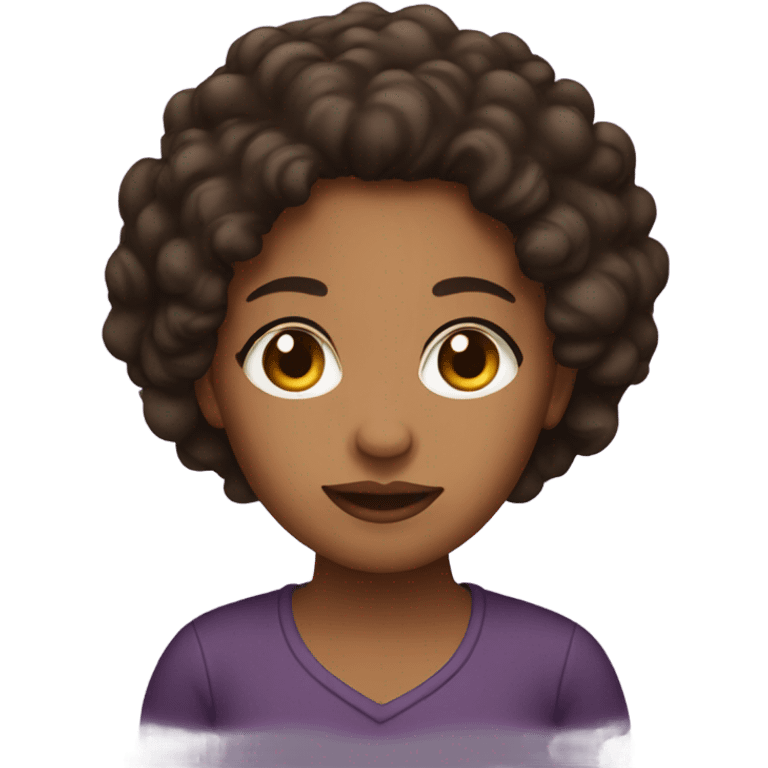 brownskin woman with dark curly hair emoji