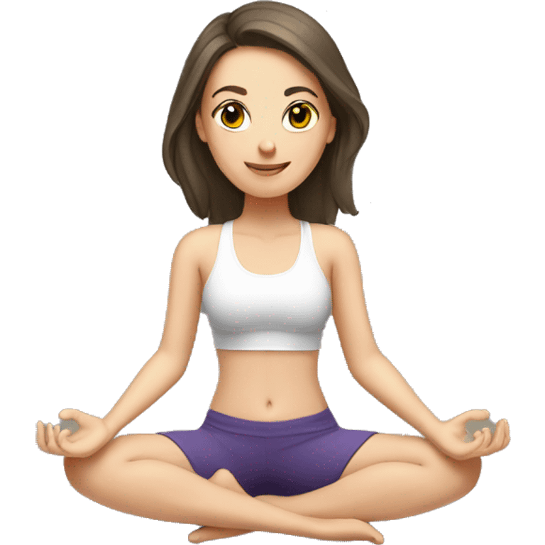 White brunette girl doing yoga  emoji