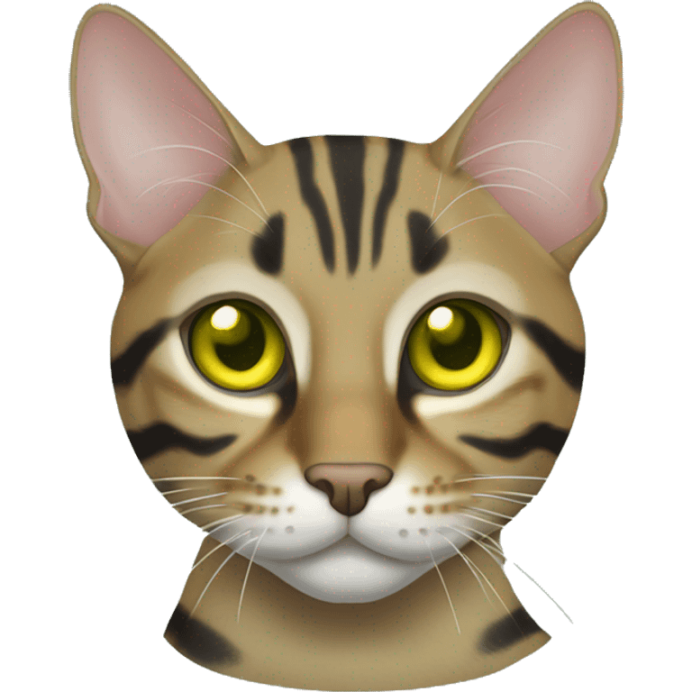 Tabby bengal mix cat with greenish yellow eyes emoji