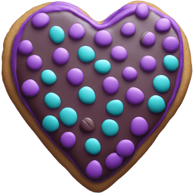 Purple teal chocolate chip heart cookie emoji