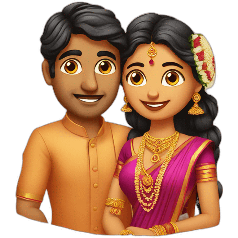 South Indian couples marriage emoji