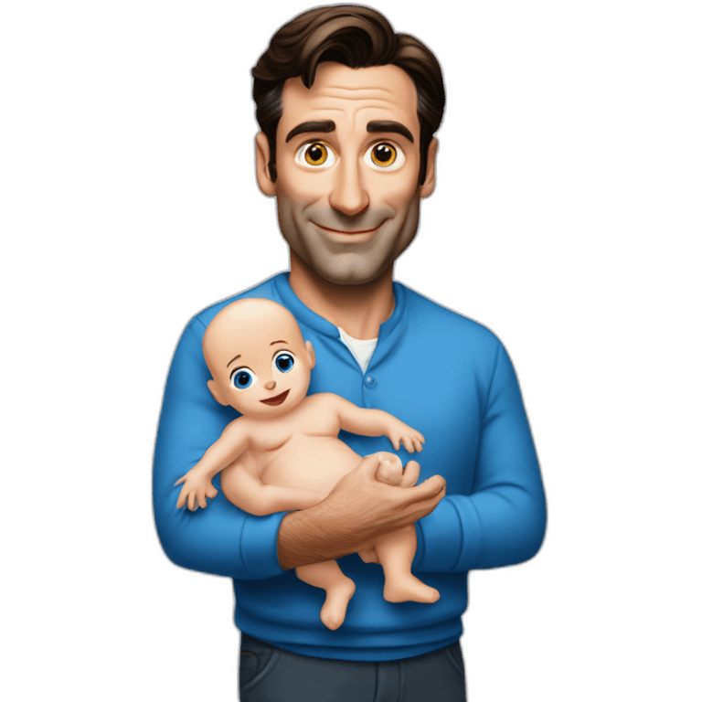 jon hamm holding a smurf baby emoji