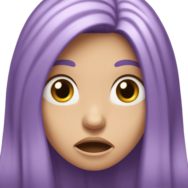 Ohhhh noooo white girl with long dark purple hair hands on face emoji