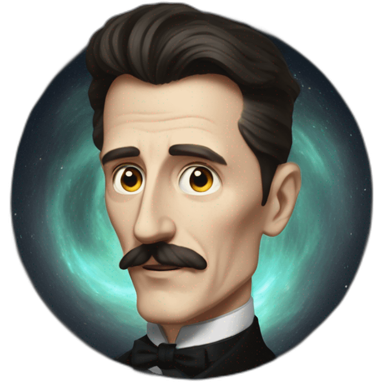 Nicolas Tesla with a black hole emoji