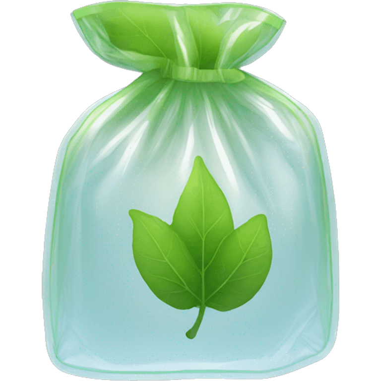 transparent ziplock bag with leaf inside emoji