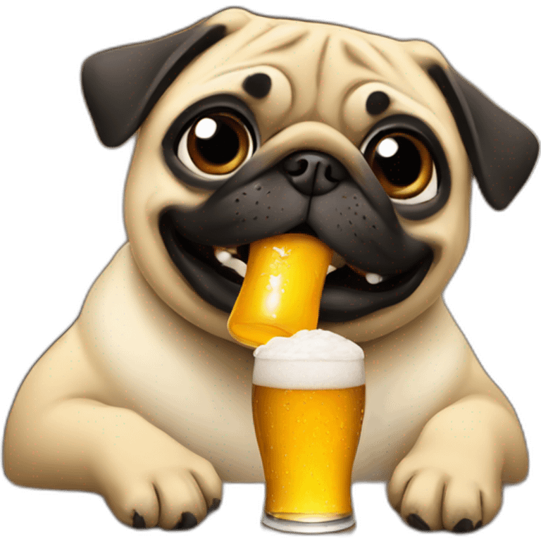 pug drinks beer emoji