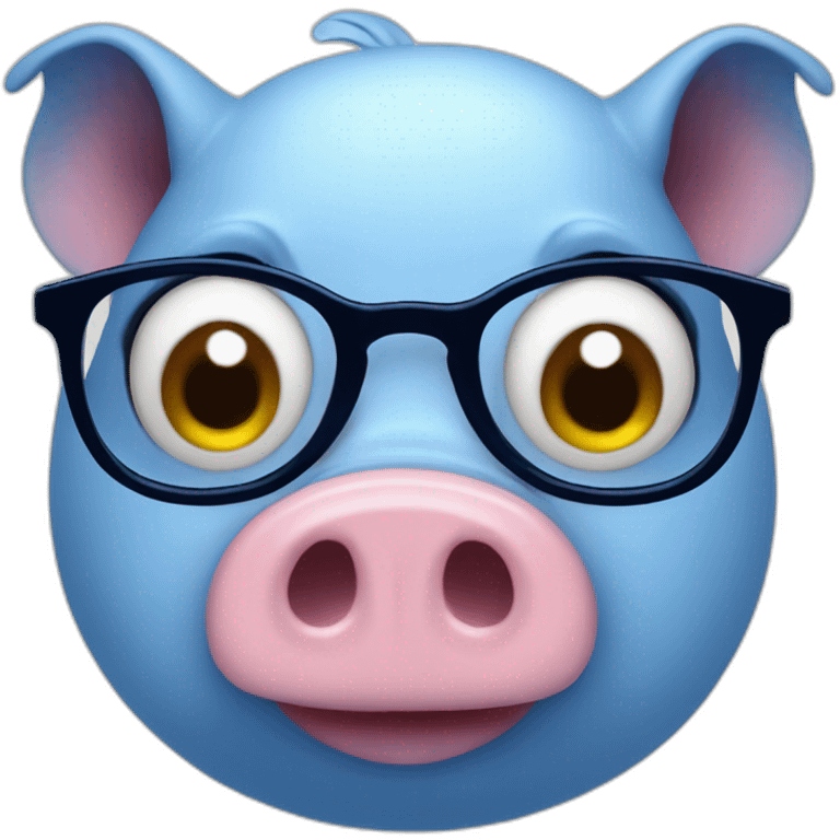 Blue pig with 4 eyes emoji