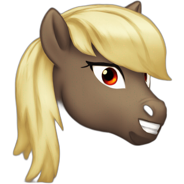 Angry dark poney red eyes blond emoji