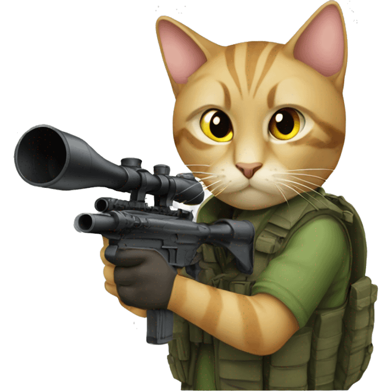 cat as a sniper  emoji