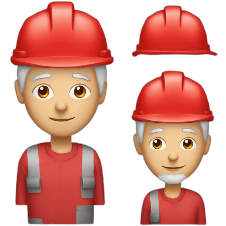 Industrial professional senior mechanical fitter working with a helmet red and red clothing emoji