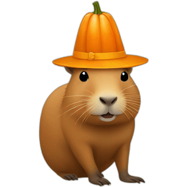 capybara wearing pumpkin hat emoji