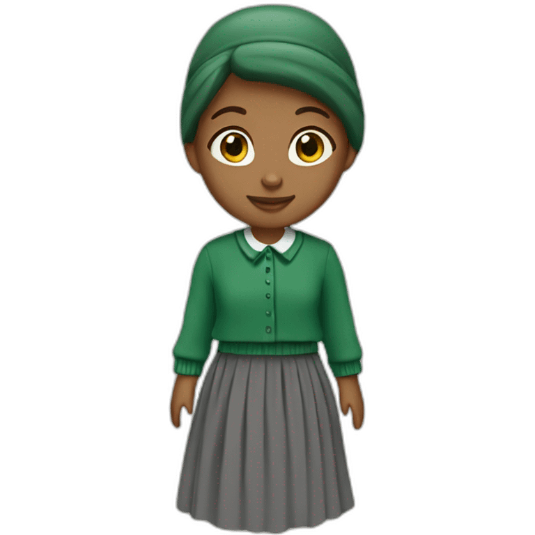 amish girl with a grey skirt and a green sweater  emoji